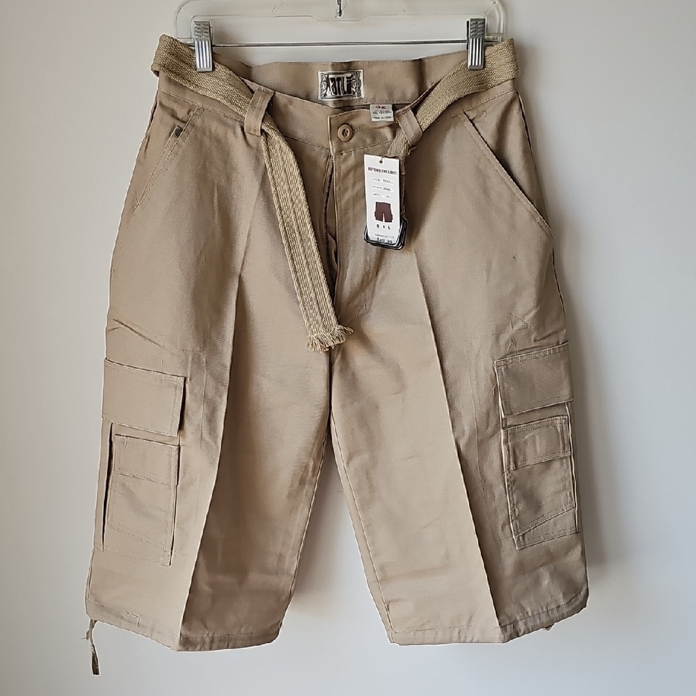 Men's Tan Cargo Shorts - Picture 3 of 5